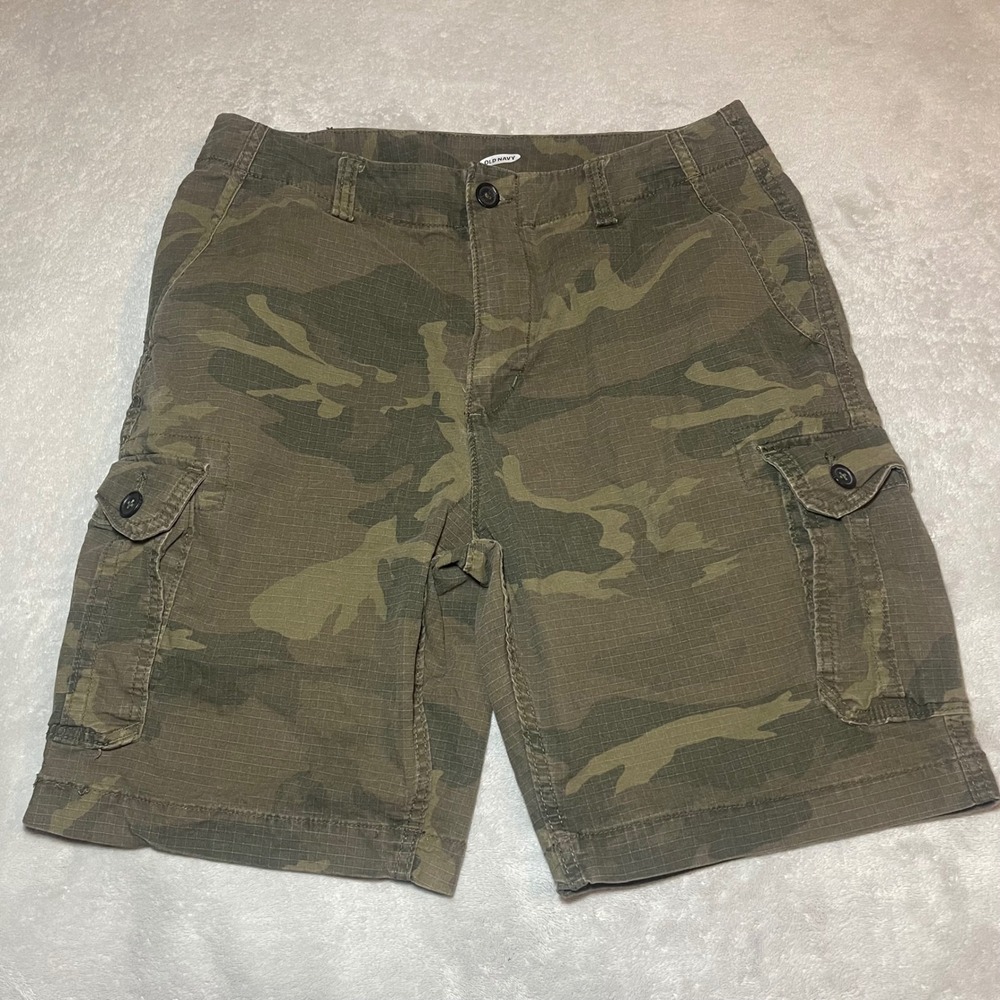 Old Navy Shorts Mens 36 Green Camo Cargo Ripstop Military Y2K Utility Streetwear